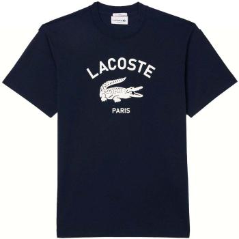 Lacoste  Signature Print Cotton T-Shirt Midnight Blue  Tričká a polokošele Modrá