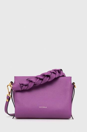 Kožená kabelka Coccinelle fialová farba