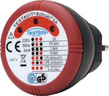 Testboy Schuki® 3A tester zásuviek  CAT II 300 V LED