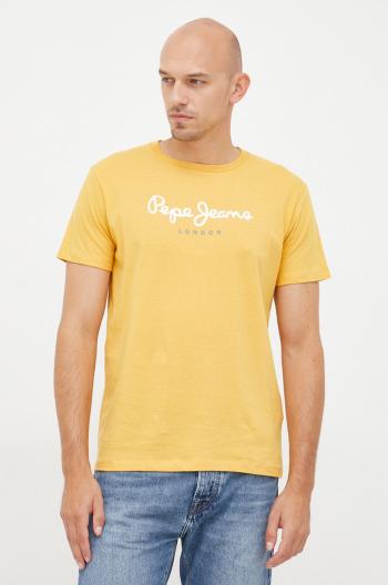 Bavlnené tričko Pepe Jeans žltá farba, s potlačou