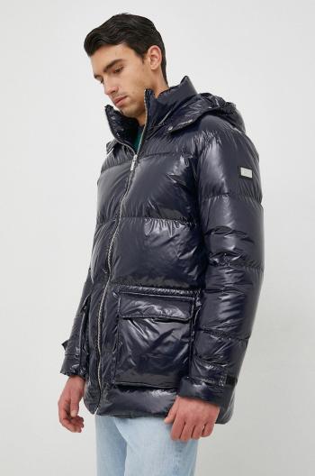 Páperová bunda Karl Lagerfeld pánska, tmavomodrá farba, zimná, oversize