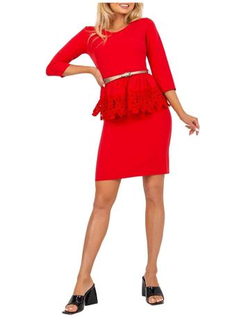 červené šaty s volánom a opaskom vel. 36