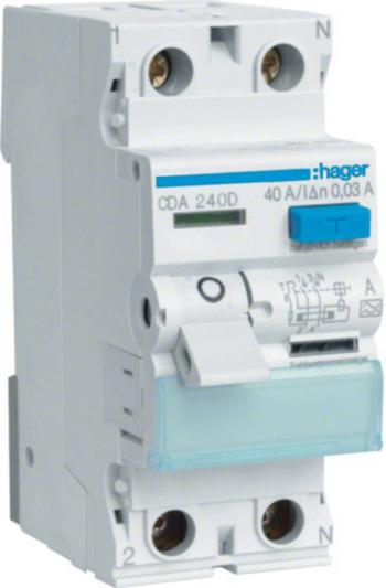 Hager CDA240D CDA240D ochranný prúdový spínač 1fázový     2-pólový 40 A 0.03 A