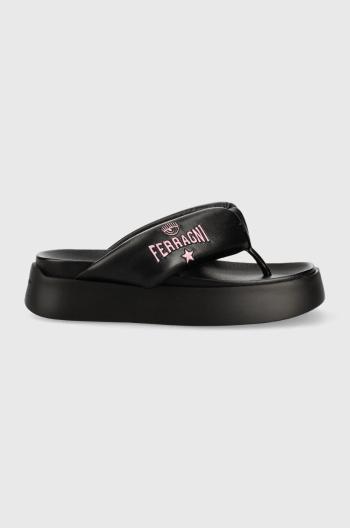 Žabky Chiara Ferragni CF3149 dámske, čierna farba, na platforme, CF PLATFORM FLIP FLOP