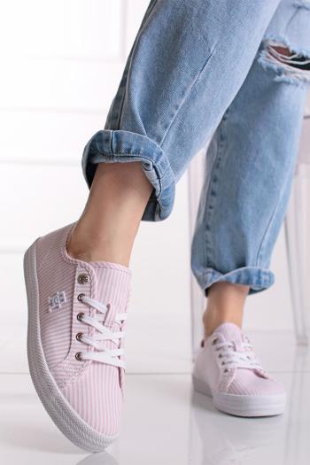 Svetloružové nízke tenisky Essential Sneaker In Seersucker