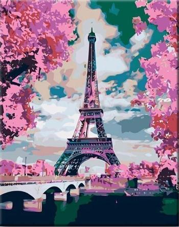 Zuty Maľovanie podľa čísiel Eiffelova veža a ružové stromy