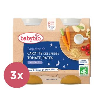 3x BABYBIO Večerné menu mrkva a paradajky s cestovinami 2x 200 g