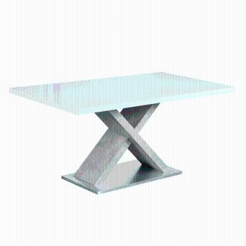 Jedálenský stôl, biela s vysokým leskom HG/betón, 160x90 cm, FARNEL P2, poškodený tovar