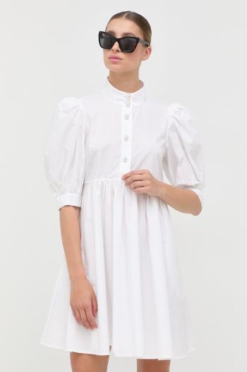 Bavlnené šaty Custommade biela farba, mini, áčkový strih