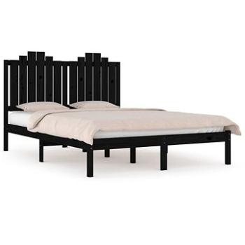 Rám postele čierny masívna borovica 140 × 190 cm, 3103762