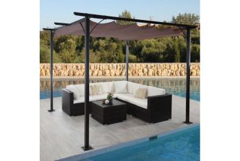 Pergola se stahovací střechou 3,5x3,5 m Dekorhome Šedá