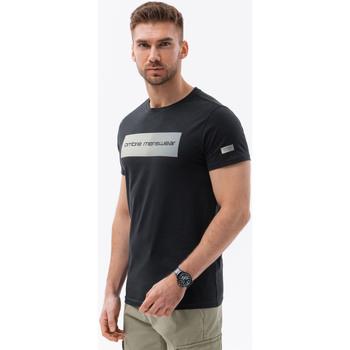 Ombre  Tričká s krátkym rukávom Pánske bavlnené tričko s potlačou - čierne V1 S1751  viacfarebny
