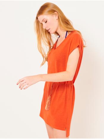 Oranžové ľanové šaty CAMAIEU