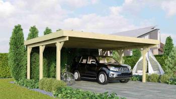 Drevený prístrešok / carport CLASSIC 1A s plechmi Lanitplast