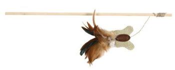 Trixie Playing rod with butterfly, feather/wood/jute, catn., 45 cm