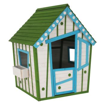 Drevený záhradný domček pre deti, biela/sivá/modrá/zelená, LATAM RP1, rozbalený tovar