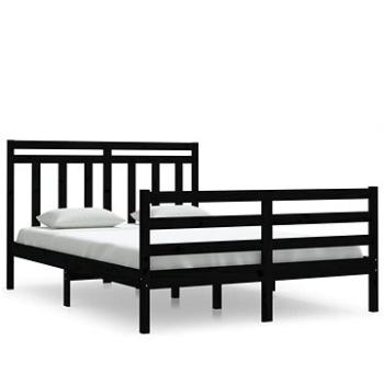 Rám postele čierny masívne drevo 140 × 200 cm, 3105319