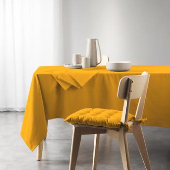 Douceur d intérieur  Obrusy NAPPE RECTANGLE 140 x 240 CM COTON RECYCLE UNI MISTRAL JAUNE  Žltá