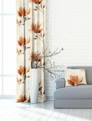 Forbyt, Záves dekoračná alebo látka, OXY Magnolie, béžovo oranžová, 150 cm