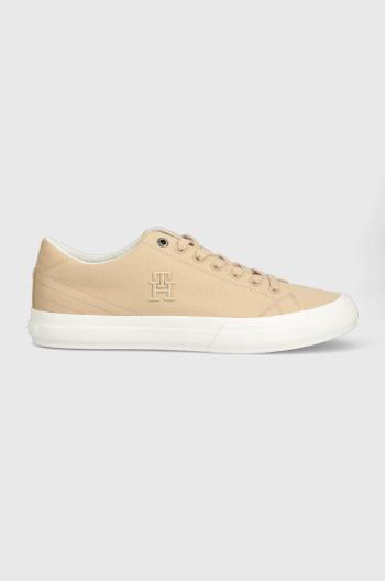 Tenisky Tommy Hilfiger TH HI VULC STREET LOW pánske, béžová farba, FM0FM04688