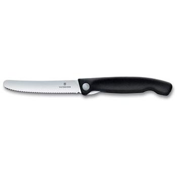 Victorinox skladací desiatový nôž Swiss Classic, čierny, vlnité ostrie 11 cm (6.7833.FB)