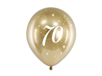 PartyDeco Latexové balóniky - zlaté číslo 70 6 ks