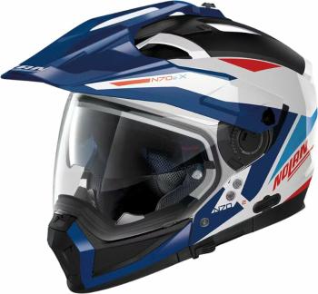 Nolan N70-2 X Stunner N-Com Metal White Blue/Red 3XL Prilba