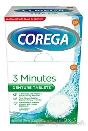 COREGA 3 Minutes DENTURE TABLETS antibakteriálne čistiace tablety 18x6 ks