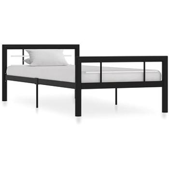 Rám postele, čierny a biely kov, 90 x 200 cm (284550)
