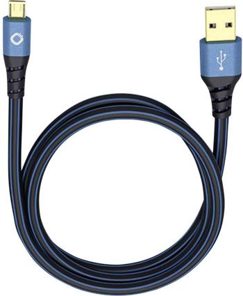 USB 2.0 prepojovací kábel [1x USB 2.0 zástrčka A - 1x micro USB 2.0 zástrčka B] 5.00 m modrá pozlátené kontakty Oehlbach
