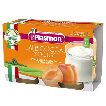 PLASMON Dezert bezlepkový jogurt a marhuľa 2x120 g, 6m+