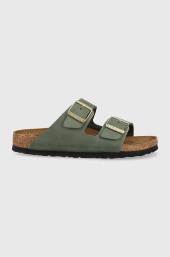 Kožené šľapky Birkenstock Arizona dámske, zelená farba, 1025762