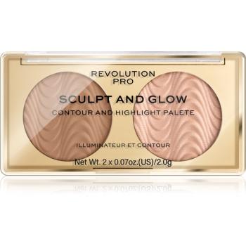 Revolution PRO Sculpt And Glow kontúrovacia paletka na tvár odtieň Desert Sky 2x2 g