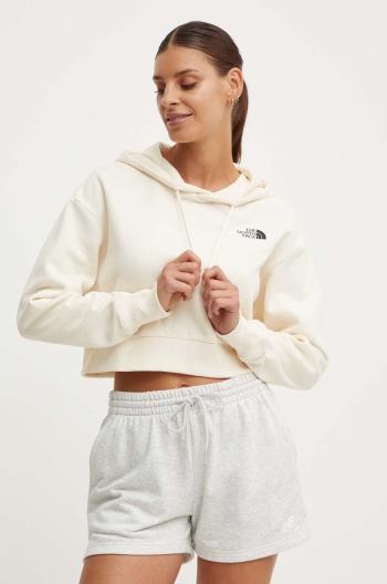 Bavlnená mikina The North Face W Trend Crop Hoodie dámska, béžová farba, s kapucňou, s potlačou, NF0A5ICYQLI1