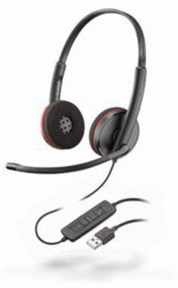 Plantronics Blackwire C3220 binaural USB telefónne headset s USB káblový na ušiach čierna