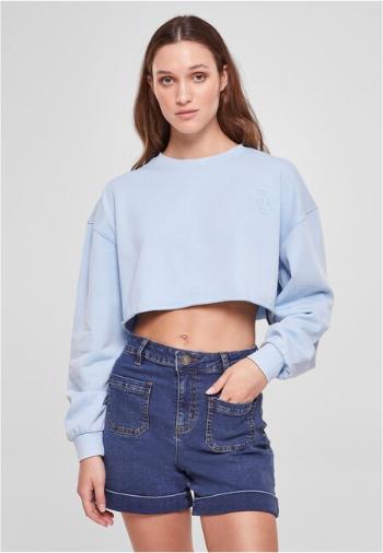 Urban Classics Ladies Cropped Flower Embroidery Terry Crewneck balticblue - XS