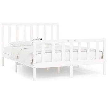 Rám postele biely masívne drevo 150 × 200 cm King Size, 3106839