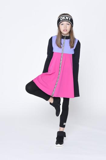Dievčenské šaty Dkny ružová farba, mini, áčkový strih