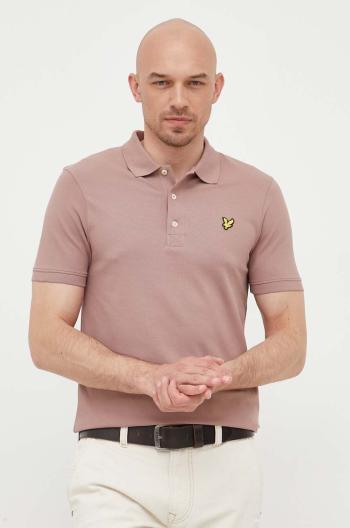 Polo tričko Lyle & Scott pánske, ružová farba, jednofarebné