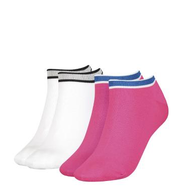 CALVIN KLEIN - 2PACK CK logo cotton magenta combo členkové ponožky-UNI