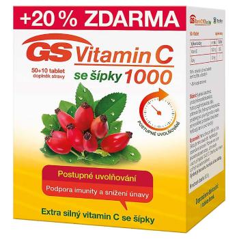 GS Vitamín C 1000 so šípkami 50 + 10 tabliet ZADARMO