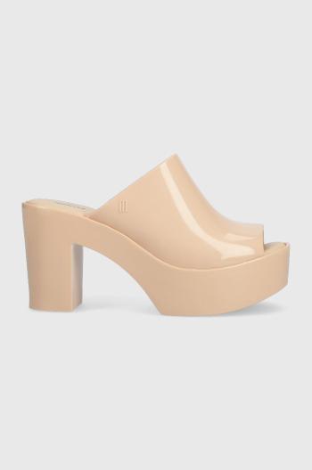 Šľapky Melissa MELISSA MULE AD dámske, béžová farba, na podpätku, M.32233.AL350