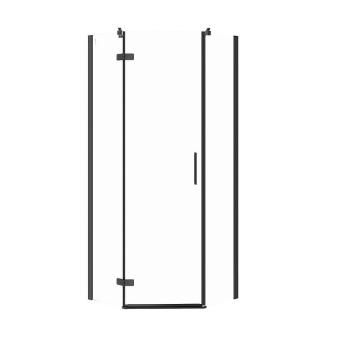 CERSANIT - Päťuholný sprchovací kút JOTA 80X80X195, ĽAVÝ, priehľadné sklo, čierny S160-012
