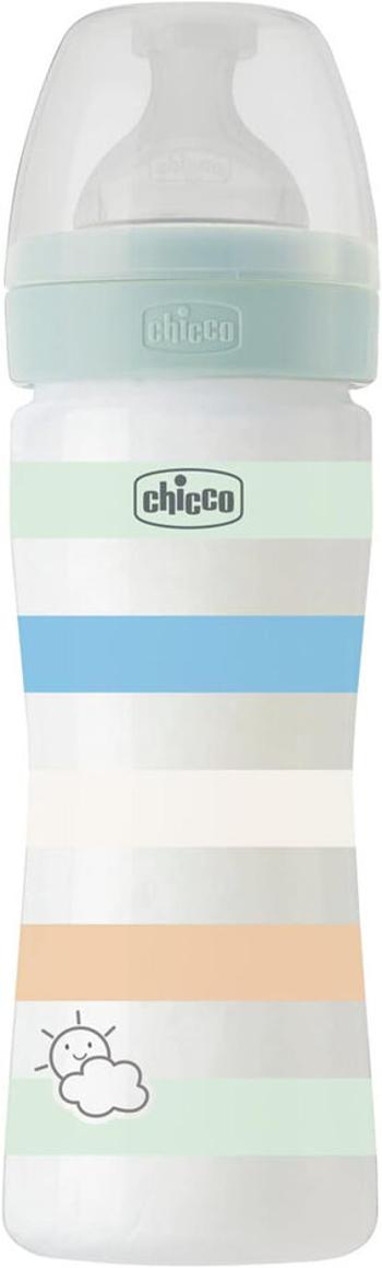 CHICCO Fľaša dojčenská Well-being silikón 250 ml chlapec