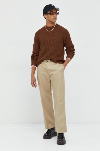 Bavlnený sveter Abercrombie & Fitch pánsky, hnedá farba, tenký,
