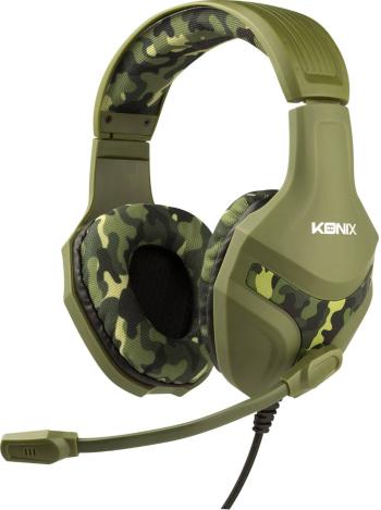 Konix PS-400 herný headset jack 3,5 mm káblový cez uši maskáčová zelená stereo