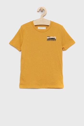 Detské tričko Abercrombie & Fitch žltá farba, s potlačou