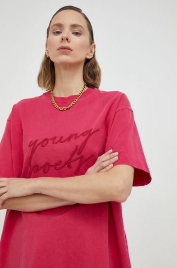 Bavlnené tričko Young Poets Society Signature Pria 224 ružová farba