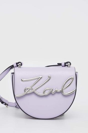 Kožená kabelka Karl Lagerfeld fialová farba