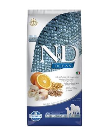 Farmina N&D dog OCEAN (AG) adult medium & maxi, codfish, spelt, oats & orange 12kg